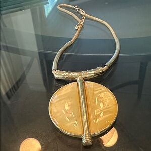 Gold-Toned Mesh Chain Statement Pendant Necklace